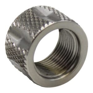 Stainless 1/2×28 Knurled Fluted Pistol Length Thread Protector