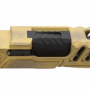 Assembled Battleworn Gold Cerakote G19 RMR MKII One-Off Slide w/ Nitride Optimus Ported Barrel