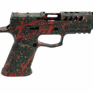 Black, Red & Island Green Splatter Cerakoted KMT SIG P320 Compact/Carry Valor Module & Slide Combo – ONE OFF